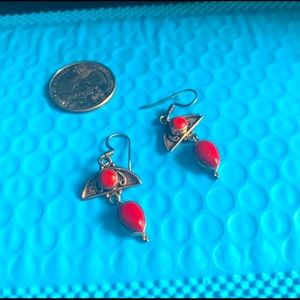 Coral sterling silver earrings